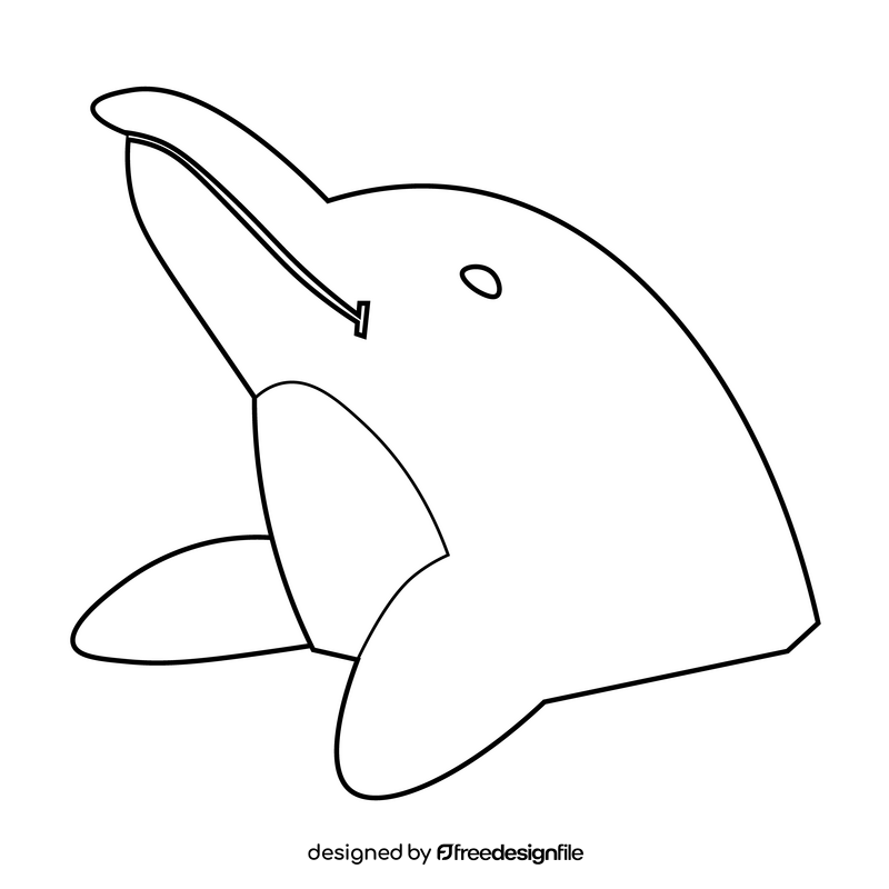 Dolphin head black and white clipart