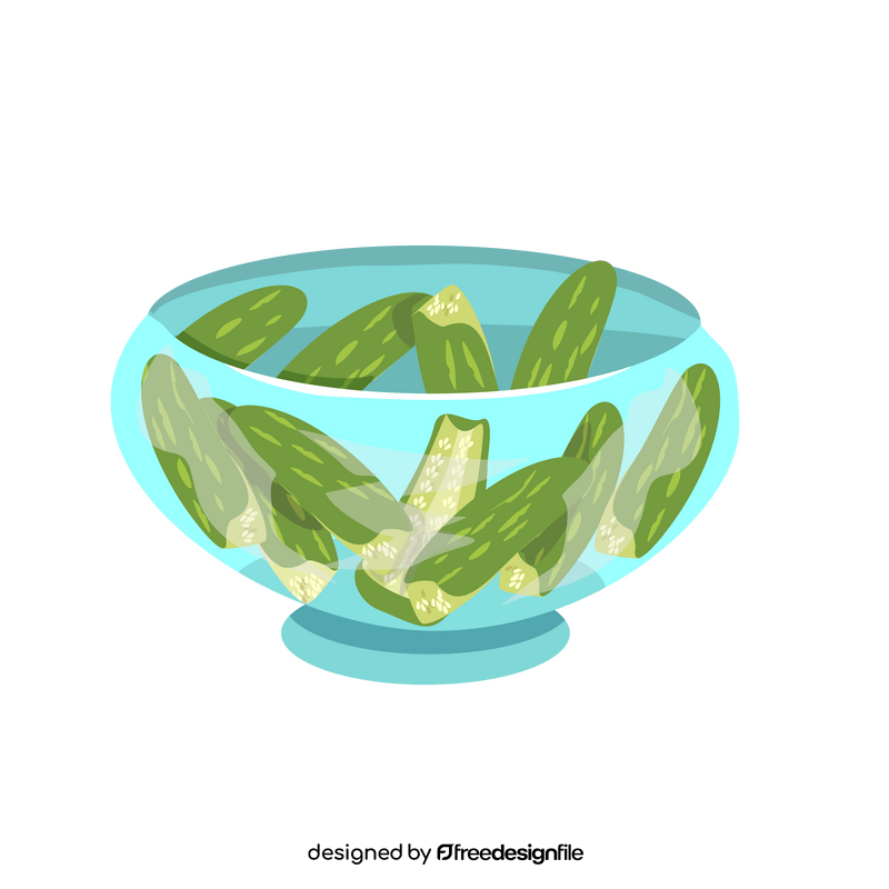 Cucumbers in a bowl illustration clipart