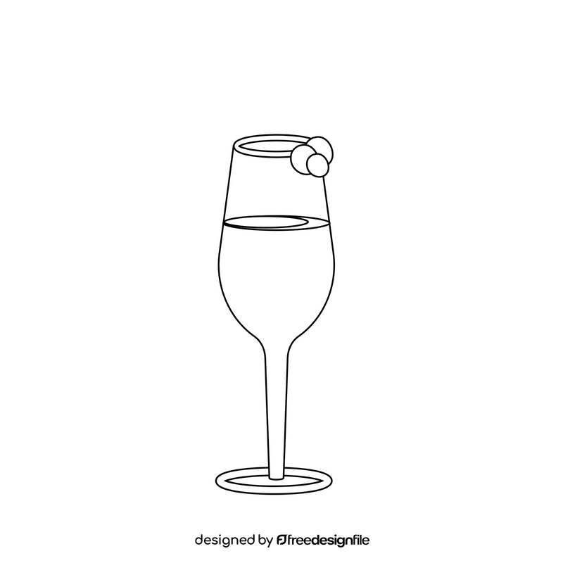 Cartoon glass of wine black and white clipart