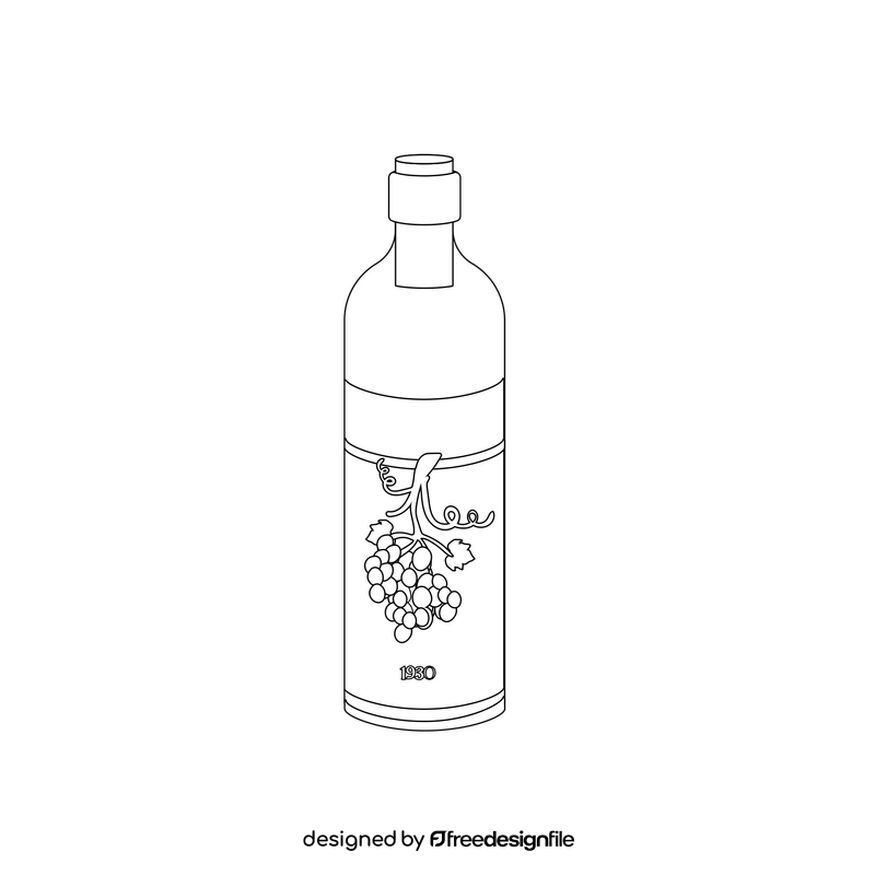 Bottle of wine black and white clipart