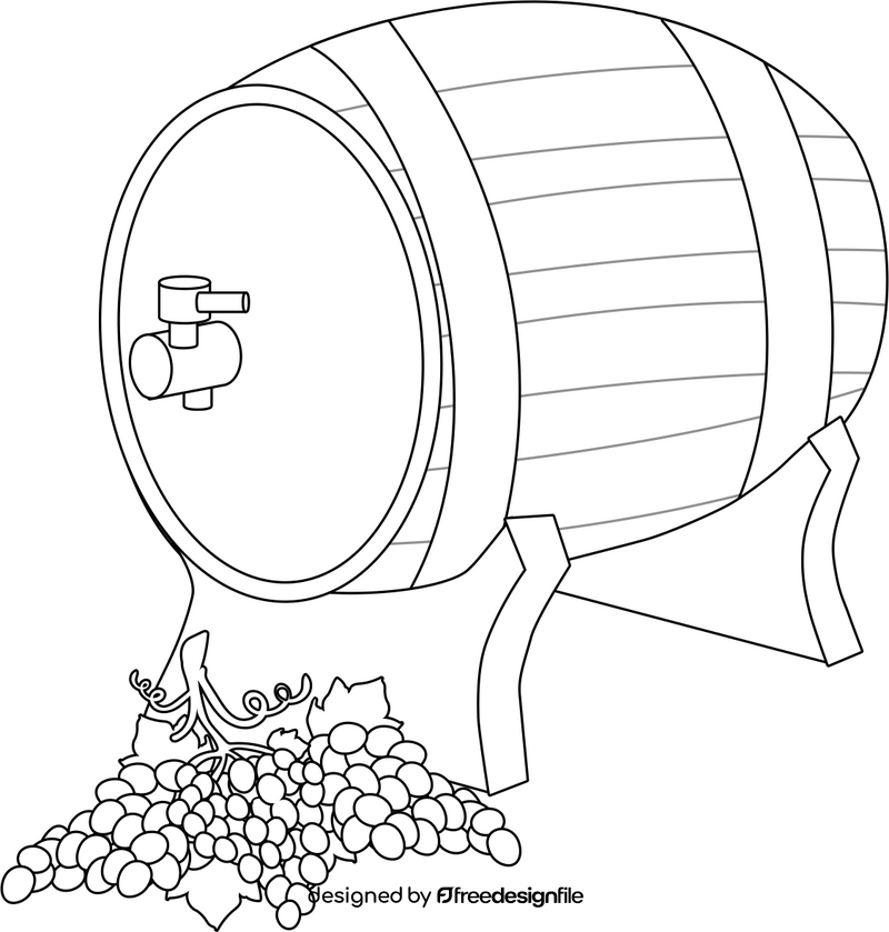 Wine barrel black and white clipart