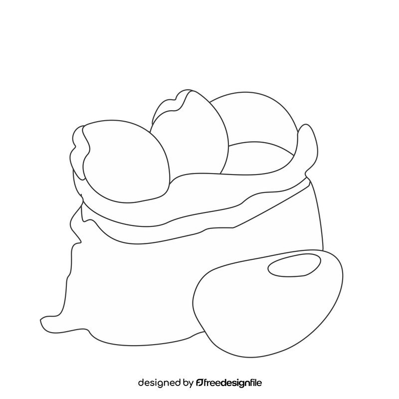 Bagged potatoes black and white clipart
