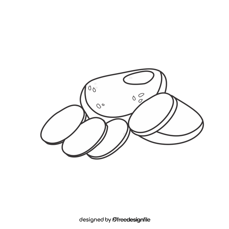 Potato slices illustration black and white clipart