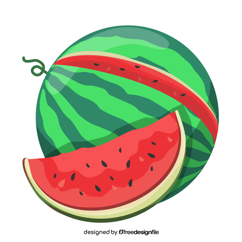 Whole and slice of watermelon clipart