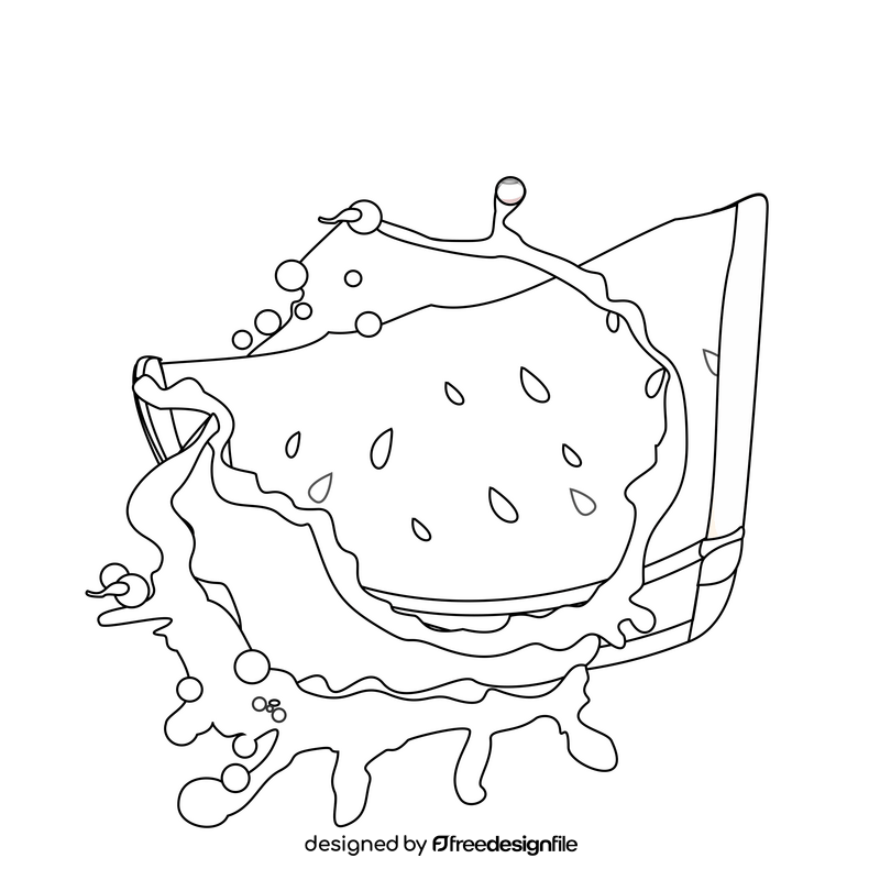 Watermelon slice drawing black and white clipart