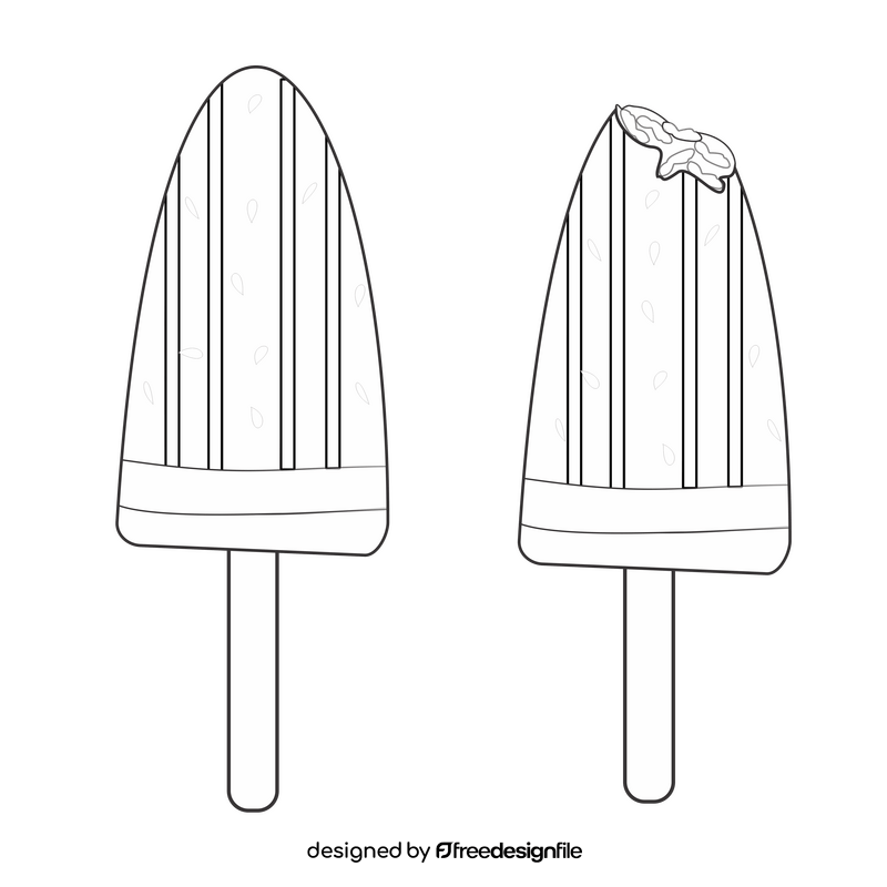 Watermelon popsicles, watermelon on a stick black and white clipart