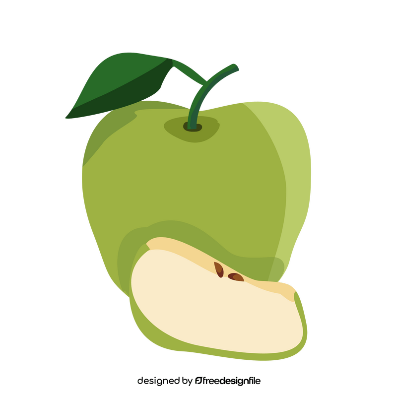 Whole and slice of green apple clipart