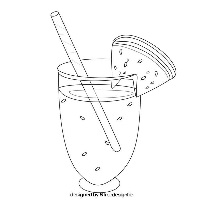 Watermelon juice illustration black and white clipart