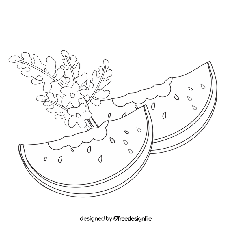 Watermelon slices black and white clipart