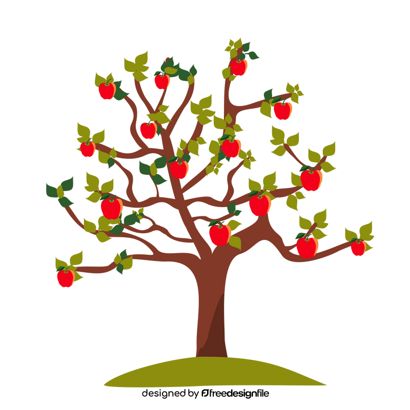 Red apple tree cartoon clipart
