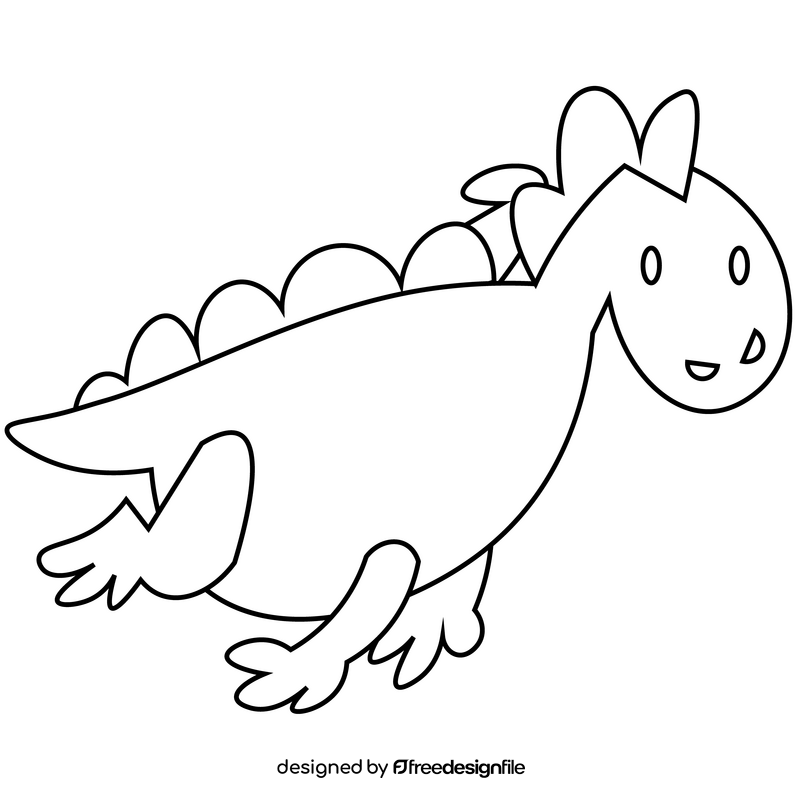 Dragon flying black and white clipart