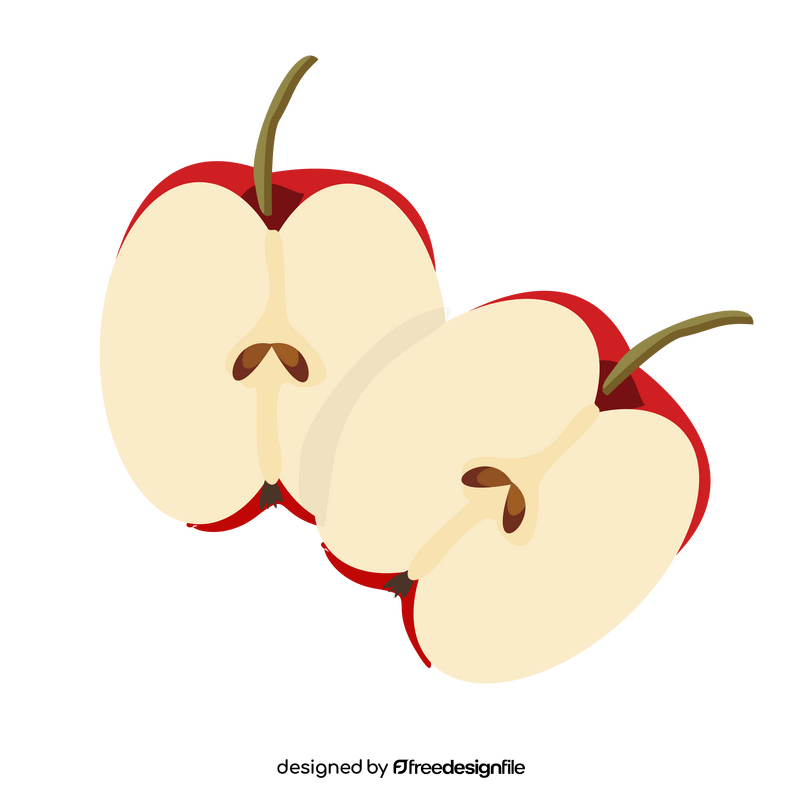 Free cut in half red apple clipart