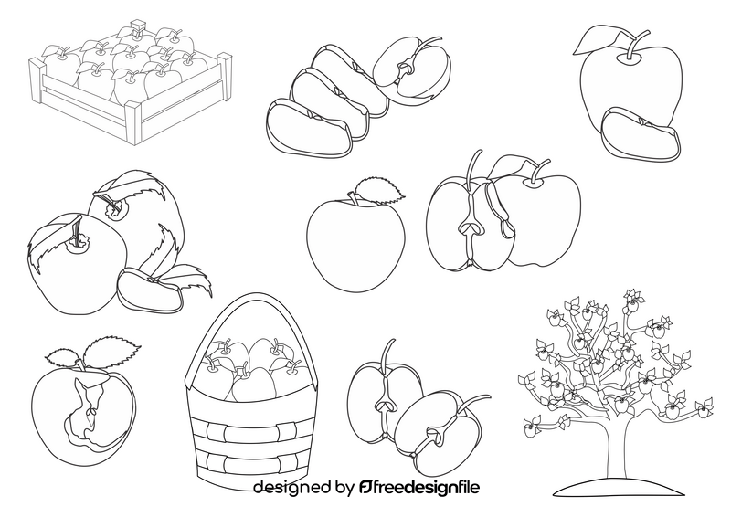 Apples black and white vector