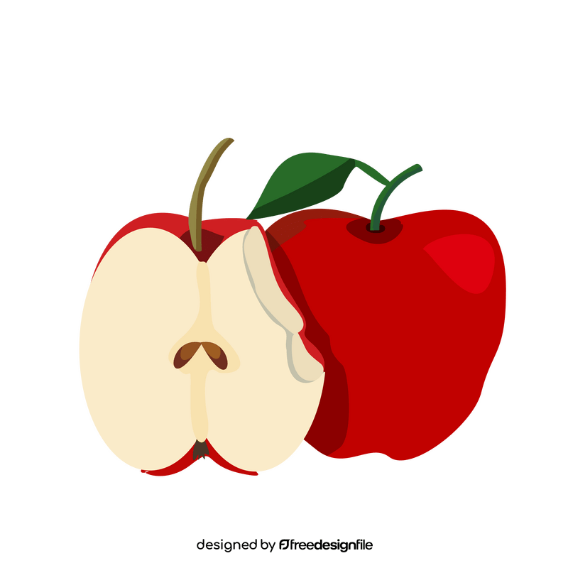 Free red apple cut in half clipart
