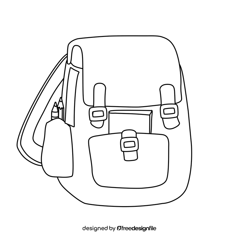 Boys backpack for school black and white clipart vector free download