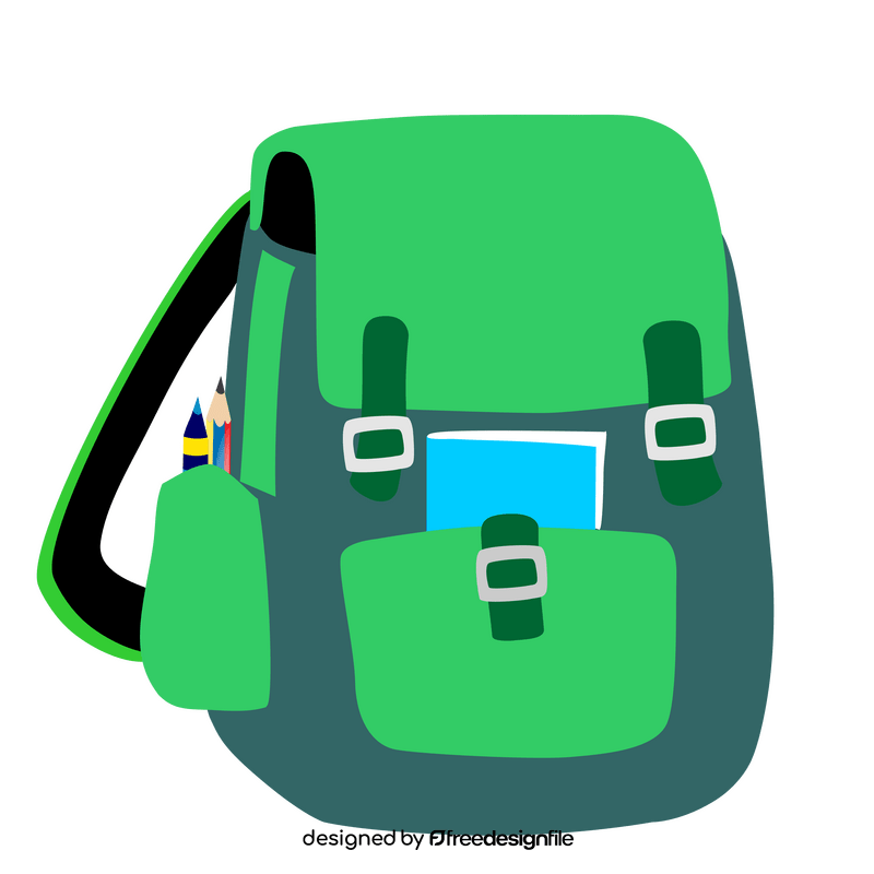 Green boys backpack for school clipart