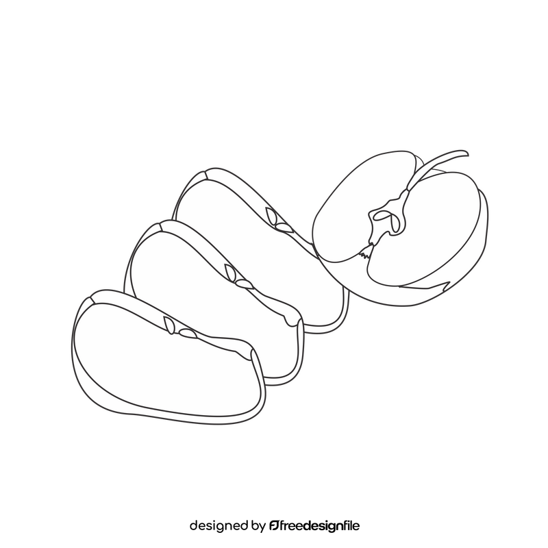 Apples slices illustration black and white clipart