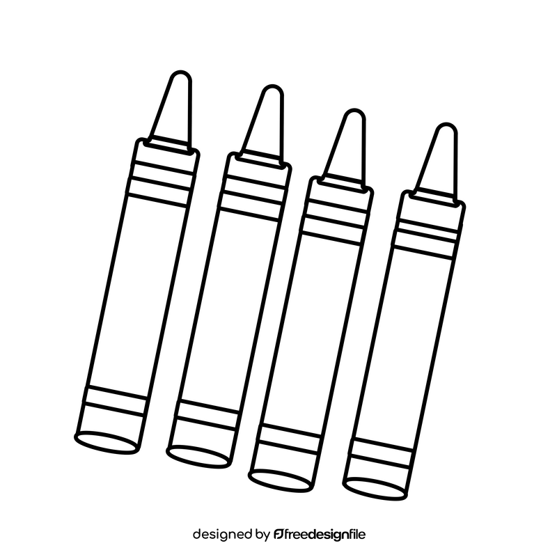 Cartoon crayons black and white clipart