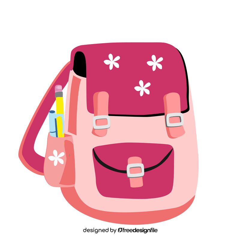 Pink girls backpack for school clipart