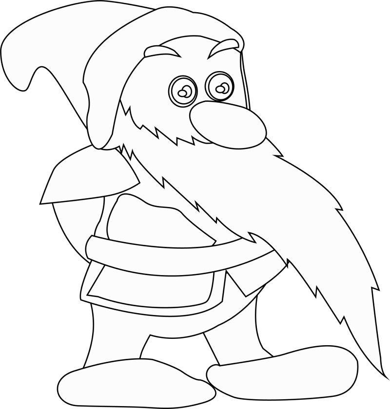 Dwarf drawing black and white clipart