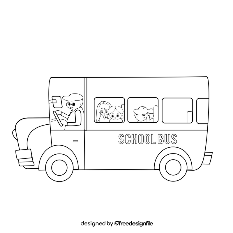 School bus illustration black and white clipart