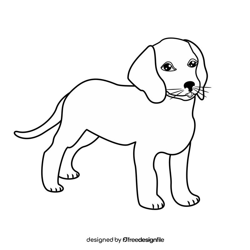Beagle dog black and white clipart