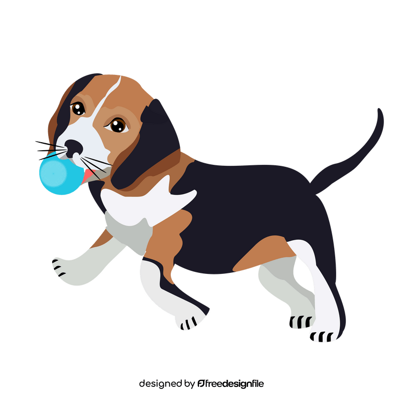Beagle dog playing a ball drawing clipart