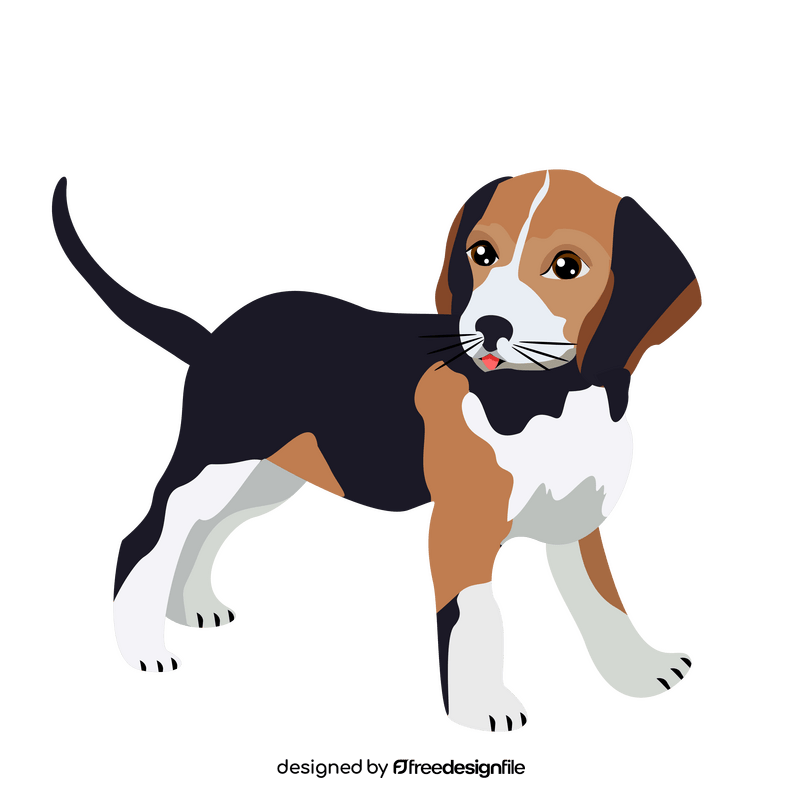 Beagle dog turning head back clipart
