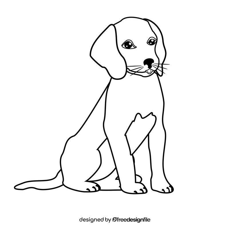 Free beagle dog sitting black and white clipart free download