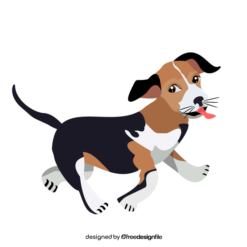 Beagle dog running drawing clipart