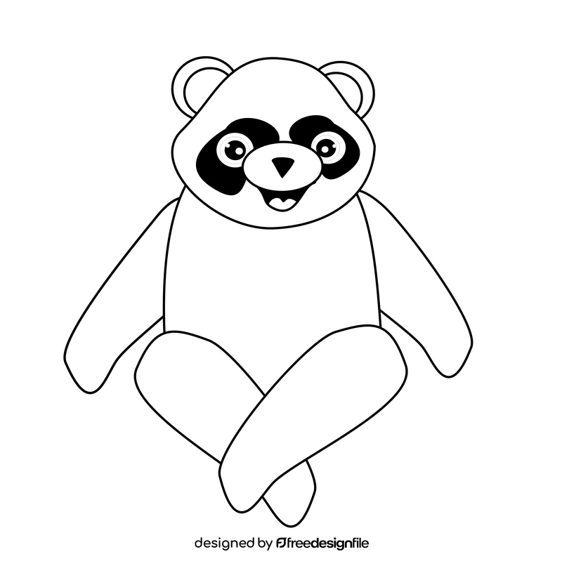 Sitting panda drawing black and white clipart