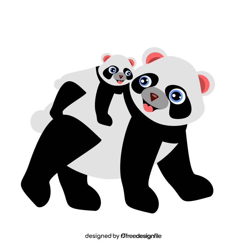 Cartoon panda bear with baby clipart