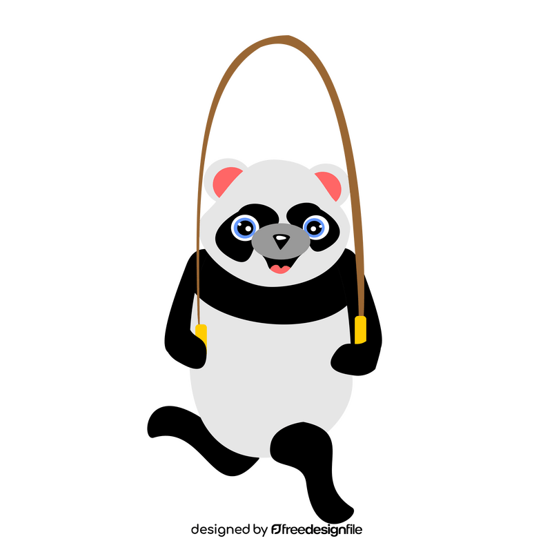 Free panda jumping rope clipart