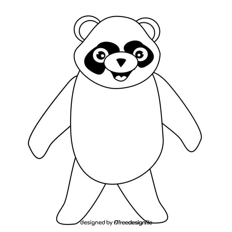 Cartoon panda bear black and white clipart