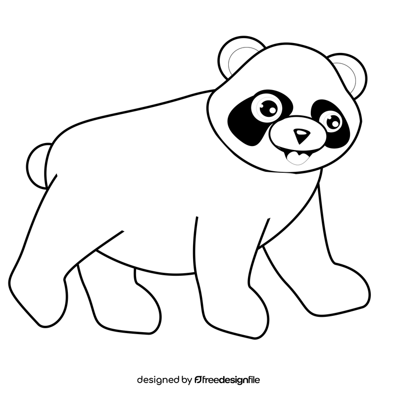 Panda bear walking illustration black and white clipart