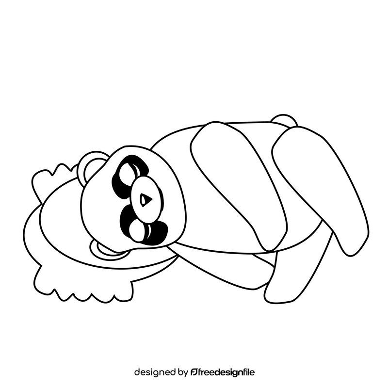 Sitting panda drawing black and white clipart