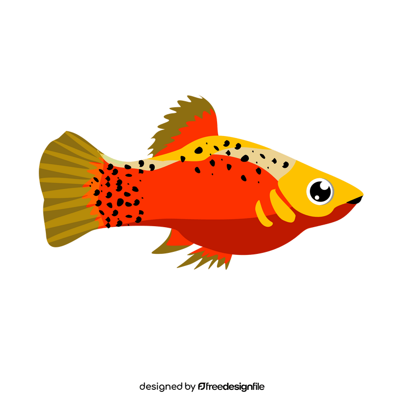 Black spotted tropical fish drawing clipart