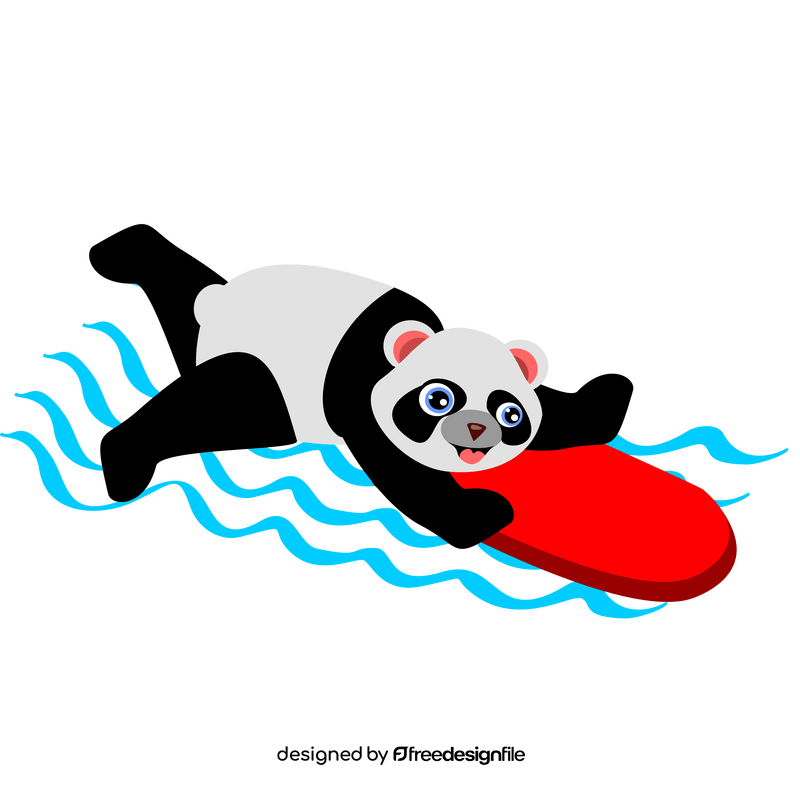 Panda bear swimming clipart
