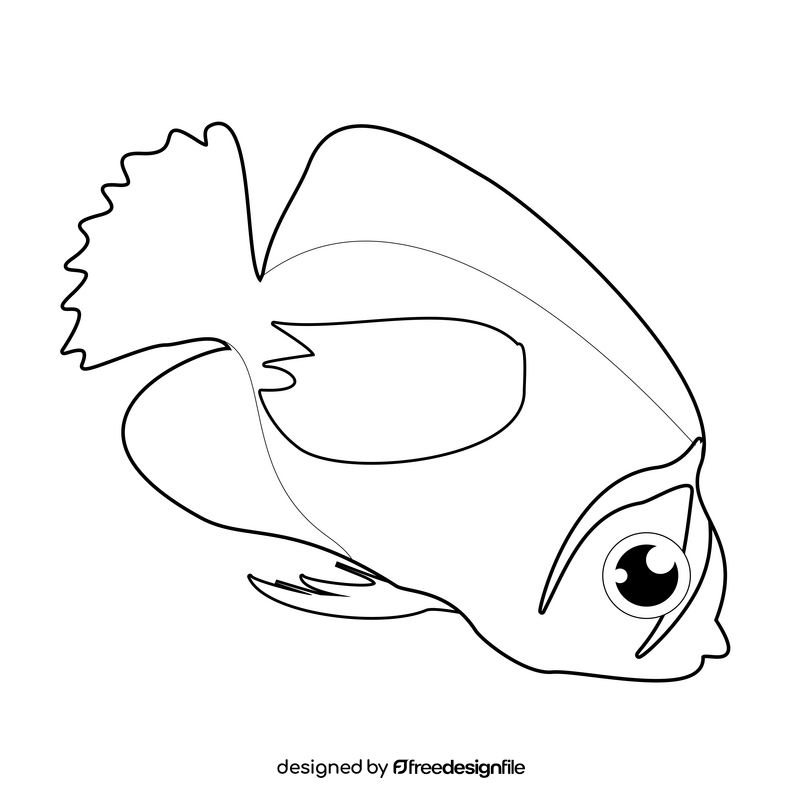 Tropical ocher fish illustration black and white clipart