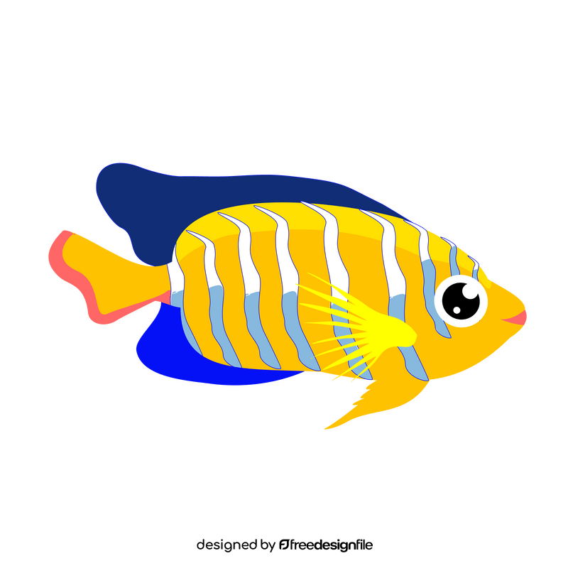 Striped tropical fish cartoon clipart