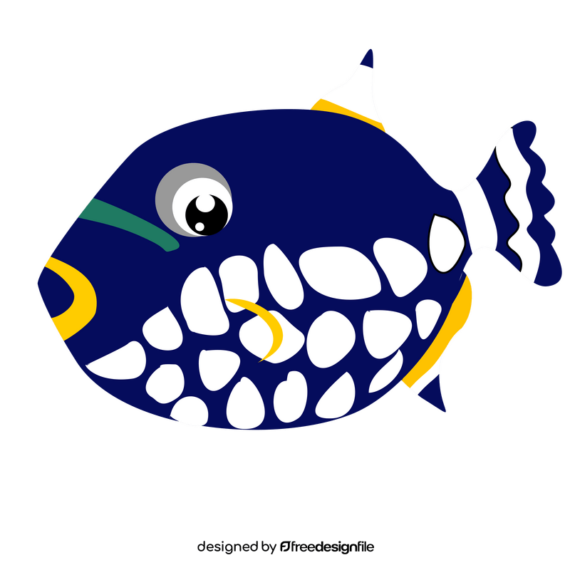 White spotted navy tropical fish clipart