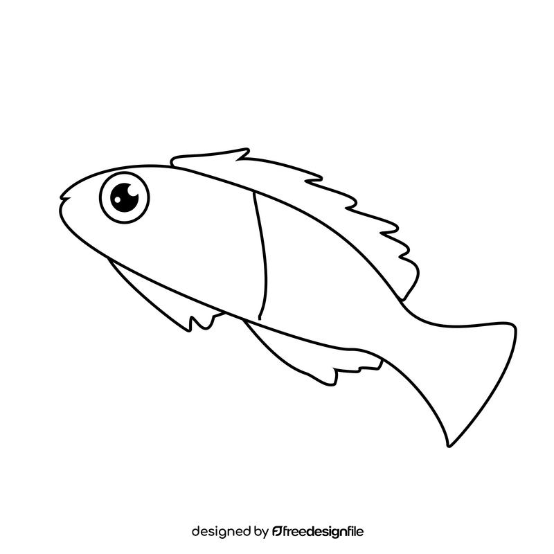 Tropical fish black and white clipart