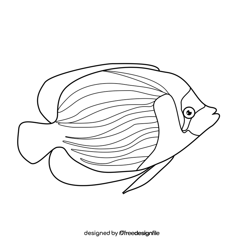 Yellow stripped tropical fish black and white clipart vector free download