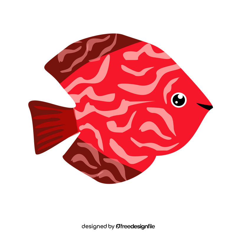 Red tropical fish drawing clipart
