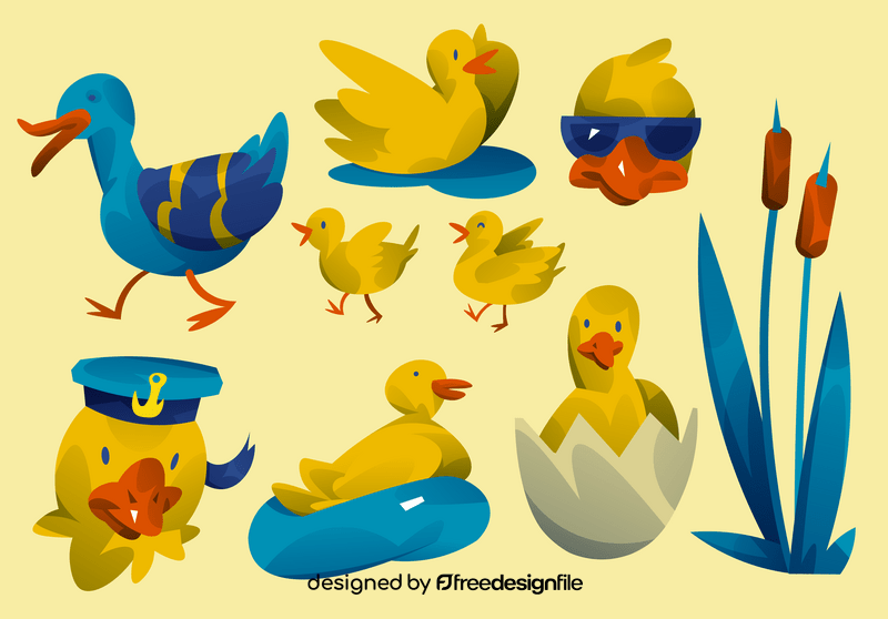 Duck cartoon set vector