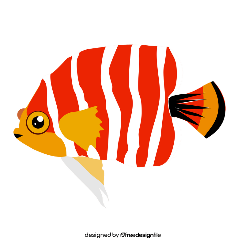 White striped tropical fish clipart