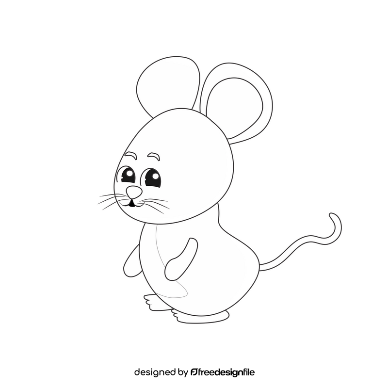 Cute baby mouse illustration black and white clipart