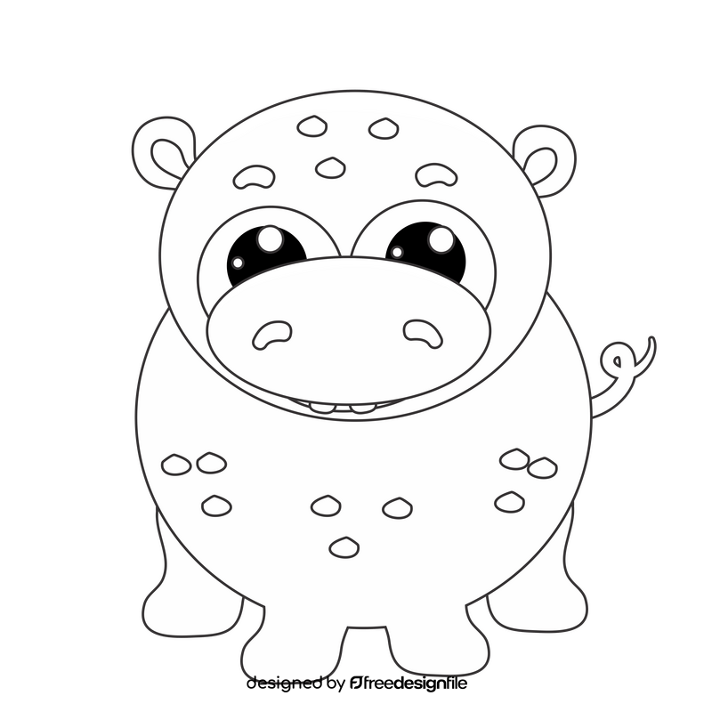 Free baby hippo black and white clipart