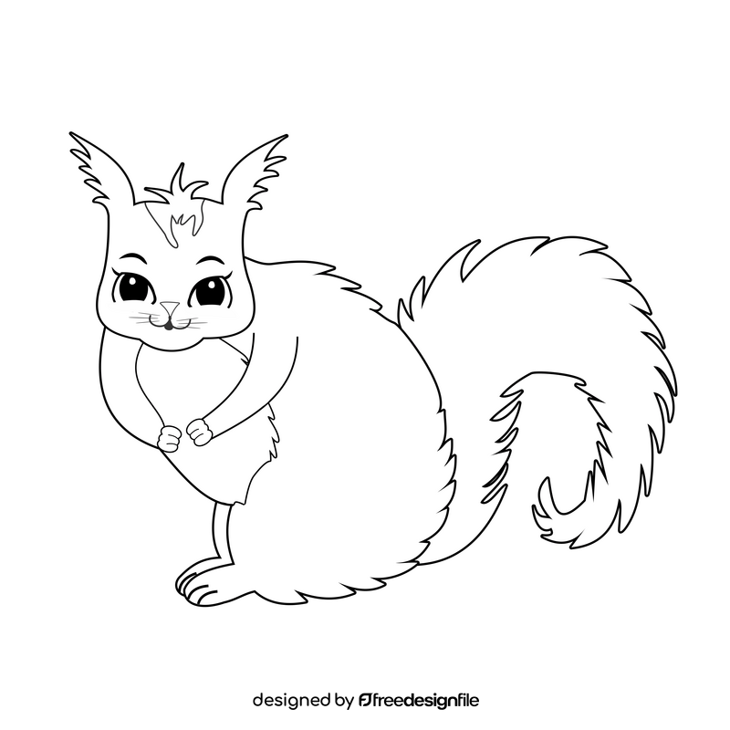 Cartoon baby squirrel black and white clipart