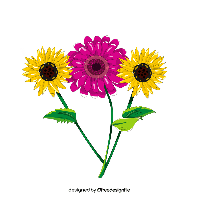 Cartoon sunflowers and gerbera clipart